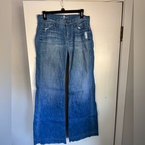 7 For All Mankind Blue Wide-Leg Jeans